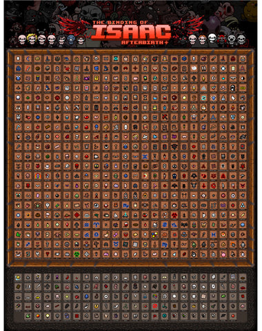 The Binding of Isaac Afterbirth+ Items and Trinkets Poster