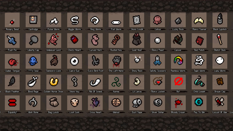 Paper Items Issac The Binding of Isaac Afterbirth+ Items and Trinkets Poster – Nicalis ...